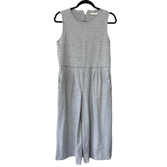 Eileen Fisher Gray Organic Cotton Knit Moon Romper/Jumpsuit - Picture 3 of 13